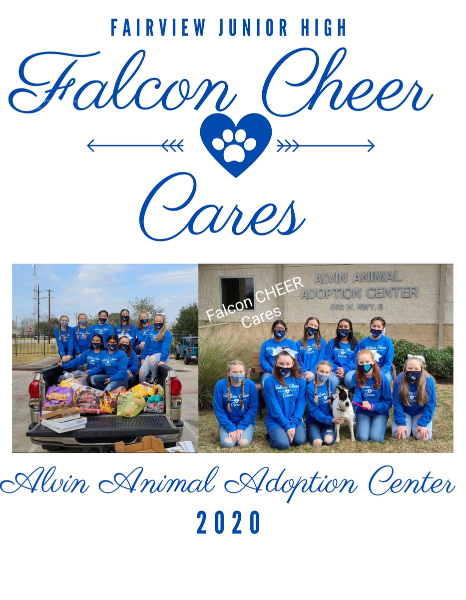 FairviewJH's tweet photo. Thank you to our cheerleaders for volunteering at the Alvin Animal Adoption center. https://t.co/0v7ZSwP0mI