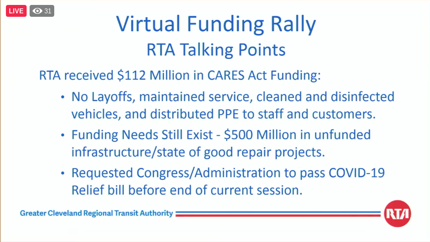 At the rally,  @GCRTA emphasized the benefits of the CARES Act funding: