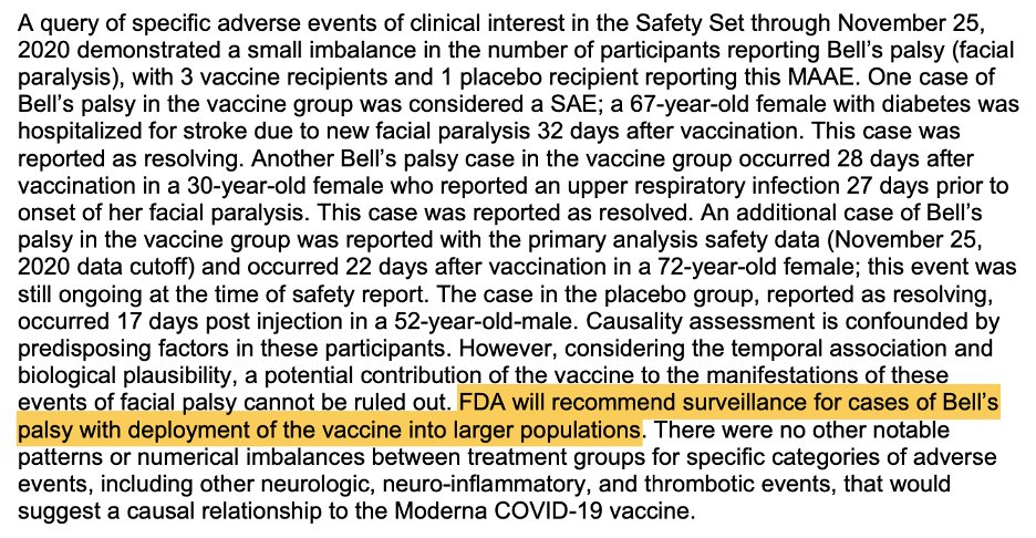 A few cases of Bell’s palsy were seen. FDA will recommend surveillance. 8/