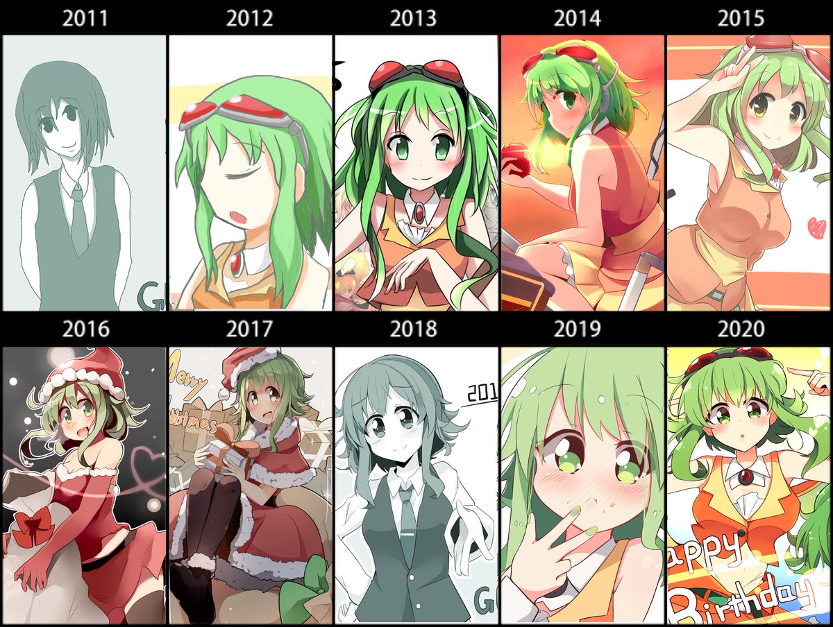 そういえばようやく今年で10年録できるようになってた・・・!
GUMIちゃん～～～らぶ
ずっと見れてくれてるフォロワーもらぶ

#絵描き10年進化録2020 