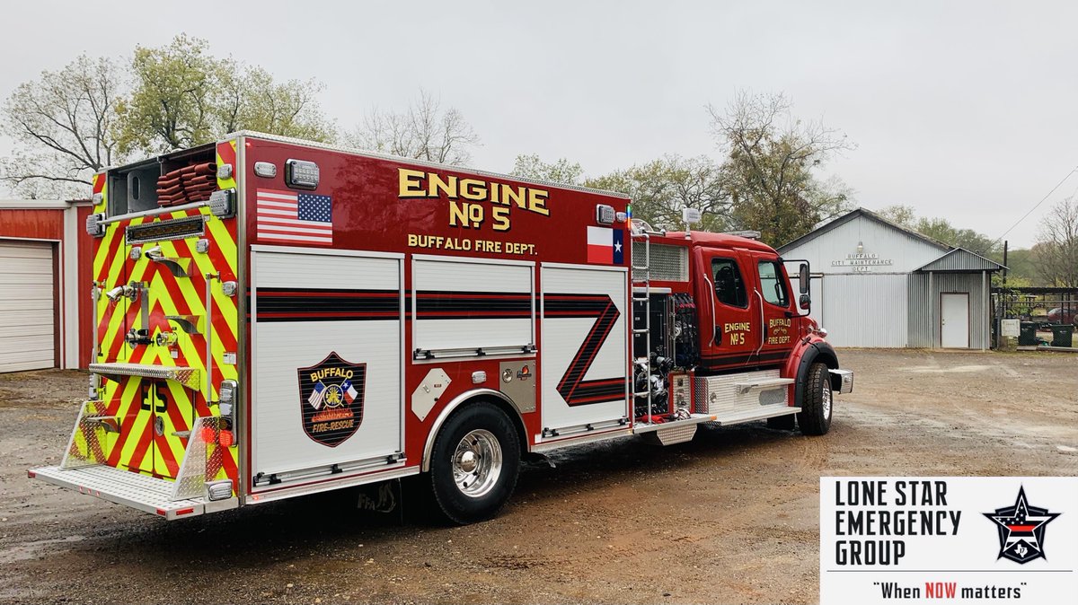 LoneStarEG's tweet photo. It was a great honor to deliver the brand new 2021 Freightliner M2 106 to the @buffalovolunteer FD! 
 
• Extruded aluminum body with rescue style compartments 
• Hale QMAX pump 1750 GPM 
• 1500 water tank 
• Foam Pro 2002 foam system   
• Whelen warning lights. https://t.co/E5kw4Nl2e8