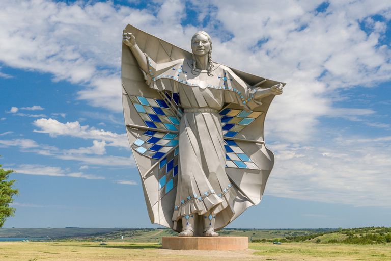 SoDakDems's tweet photo. Welcome to Twitter @DignityStatue 💙 You are one of the best parts of South Dakota! We are excited to pay you some visits in Chamberlain on our way out to Pierre this upcoming legislative session. https://t.co/ELX03XaALC