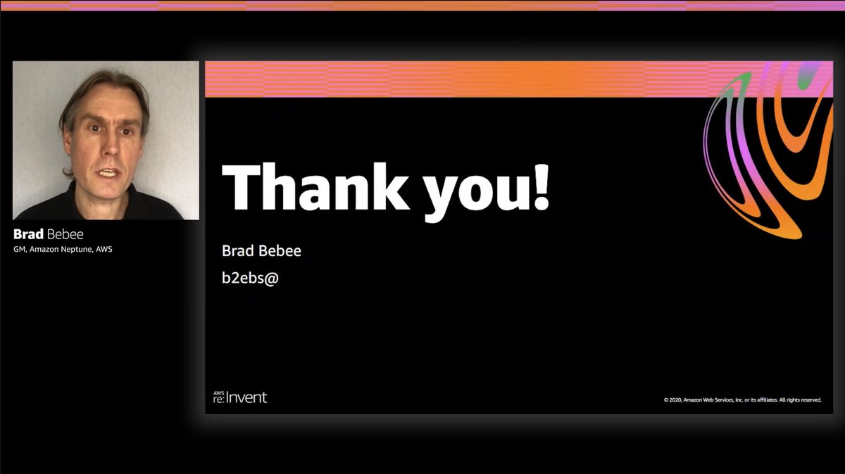 solid talk from  @b2ebs on  @awscloud Neptune. learn more about the service at  https://aws.amazon.com/neptune/&nbsp; #reinvent