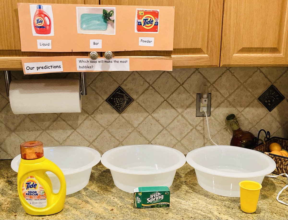 Bogotapreschool's tweet photo. Which soap๐งผ will make the most bubbles? Virtual field trip to the kitchen for @LillianMSteen1 Preschoolers during their #clothingstudy ๐ฅป๐ฅผ๐This is how we #prekathome #QuestionOfTheDay #bogotaproud #ourteachersrock #bubblescience @TeachStrategies @BogotaPublic https://t.co/YS4OEjq1Mz