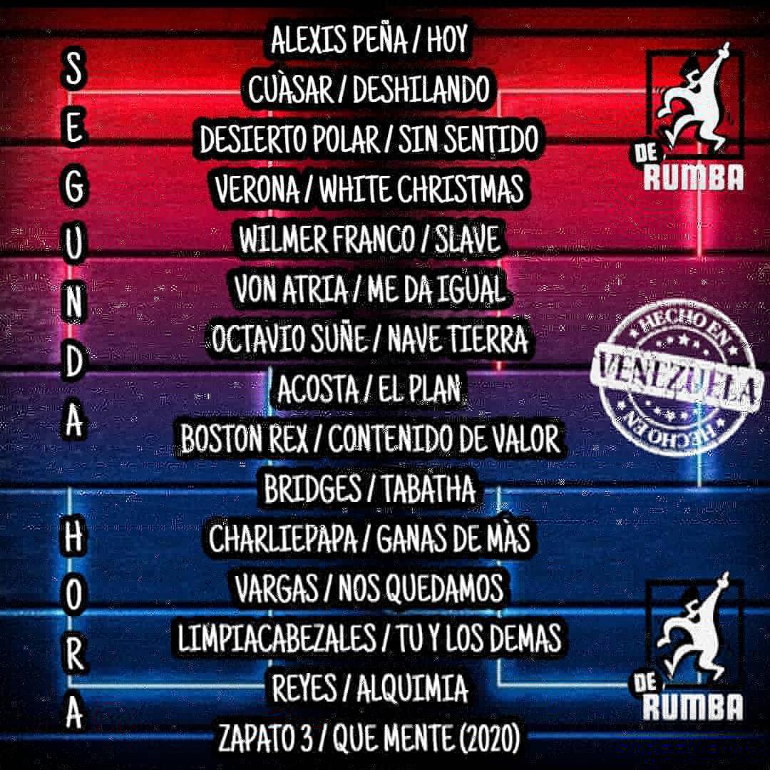 Hoy es martes de hecho en Venezuela, en la segunda hora sonarán: 
@alexispenamusic <a href="/cuasarbanda/">Cuásar</a> <a href="/Desierto_polar/">Desierto Polar</a> <a href="/veronamusic/">Verona</a> <a href="/wilmerfranco02/">Wilmer Franco</a> <a href="/VonAtria/">Von Atria</a> <a href="/octaviosune/">Octavio Suñé</a> <a href="/Acosta_Official/">AcostA | A la Izquierda del Dial & El Podcast de B</a> <a href="/bostonrex/">💀 boston rex</a> <a href="/_charliepapa/">Charliepapa</a> <a href="/vargasmusica/">VARGAS</a> <a href="/limpiacabezales/">Limpiacabezales</a> <a href="/creyesmusic/">{ R E Y E S }</a> <a href="/Zapato3/">Zapato3 Oficial</a>