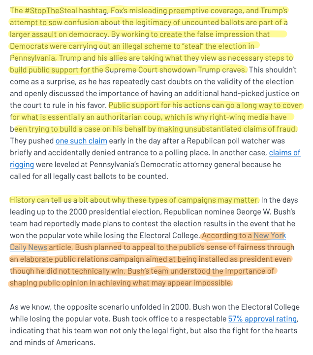 This isn't even a Trump thing. This is a Republican Party thing. Back in 2000, the Bush campaign thought they might win the popular vote and lose the electoral college (the opposite of what eventually happened). They started working on a PR strategy to try to get installed.