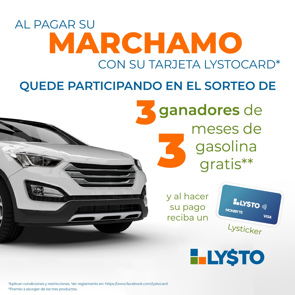 LystoCard's tweet photo. ¡No solo te aligeramos la carga del pago del marchamo, si lo pagás con nuestra tarjeta podés ser uno de los 3 ganadores de 3 meses de gasolina gratis y cuando pagués recibirás un Lysticker gratis!
Para consultas visitar:https://t.co/OcGoTsDGdx https://t.co/tYv1kFHJ1n
