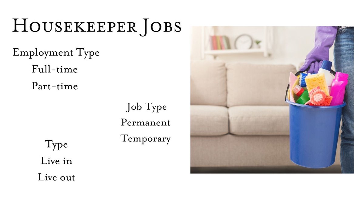 Housekeeping Jobs - For more details click below 

Click here to see our Housekeeper Jobs  ow.ly/bolF50CKMPu
Click here to see our Housekeeper/Cook jobs ow.ly/JLwt50CKMPt
Click here to see out Housekeeper/Nanny Jobs ow.ly/rEbG50CKMPv

#housekeeping