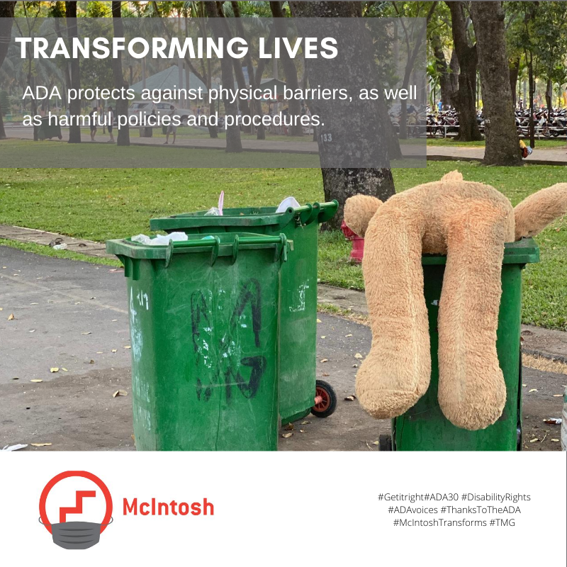 McIntoshGroup's tweet photo. For 30 years ADA has been the catalyst to ensure that people with disabilities can get where they need to go -- to perform errands, worship, work, or simply visit loved ones. #GetItRight #DisabilityRights #ADAvoices #McIntoshTransforms #TMG.

https://t.co/VbaUDHLVrH https://t.co/d5vr8Ei2yf