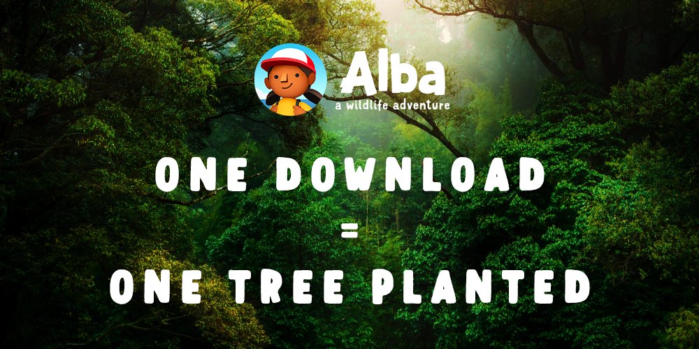 Games can make a real difference. For every download of Alba on all platforms we're planting one tree. The company planted 100k to start, but I'll personally contribute a tree for every retweet this gets (up to 2k) Please spread the word! #eco #gamedev ecologi.com/albasforest