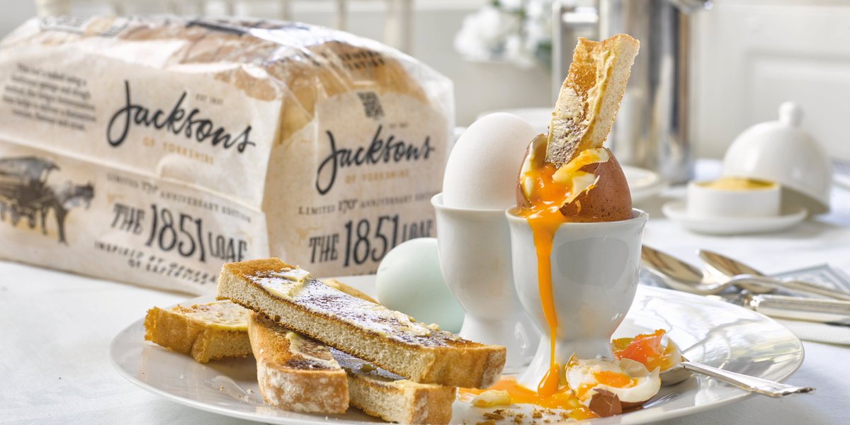 JacksonsBread's tweet photo. We’re honouring this #ToastTuesday with the classic dippy eggs! Our Heritage Loaf makes the perfect toast soldiers with its sponge and dough baking method and longer fermentation time. #NEW #Yorkshire #Waitrose #JacksonsBread #Breakfast #Brunch #Heritage #ToastTuesday #DippyEgg https://t.co/TAMPgWTHuP