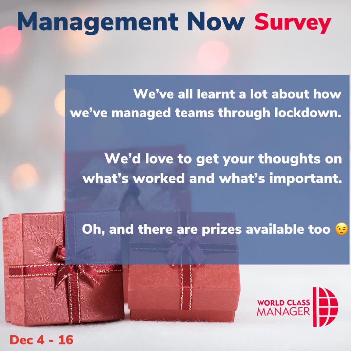 Last couple of days to have your say on our ‘Management Now’ survey. Really appreciate everyone who has taken the time to share so 
far. 

We’d love your views 👉 lnkd.in/ebTeWnD