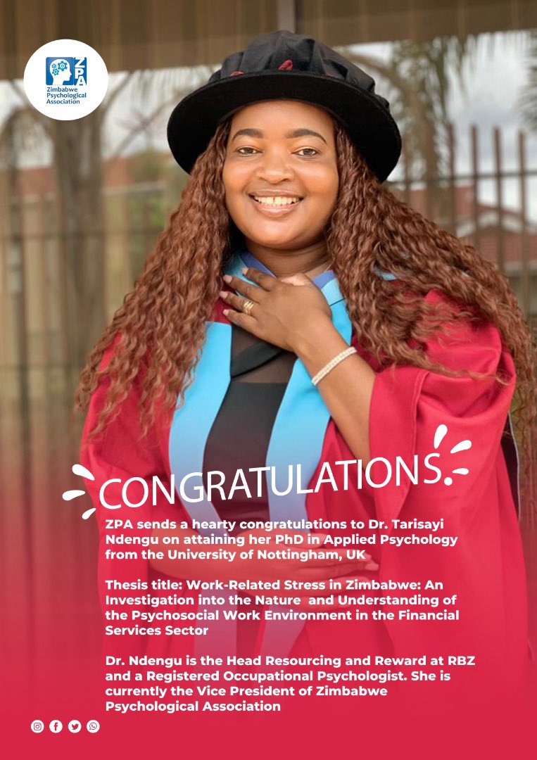 Graduated with a PhD in Applied Psychology. I thank God.<a href="/UniOfNottAlumni/">University of Nottingham Alumni</a> <a href="/ZimbabwePsycho1/">Zimbabwe Psychological Association</a> @Docta_GG