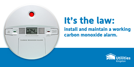UtilitiesKngstn's tweet photo. Carbon monoxide alarms help keep your family safe. Ensure you have a working alarm in your home outside of all sleeping areas. It's the law! For added protection, install a carbon monoxide alarm on every storey of the home. More: https://t.co/V2BDJYx3nk #ygk #SafeFuel @KtownFire https://t.co/oDZflbO4Tt