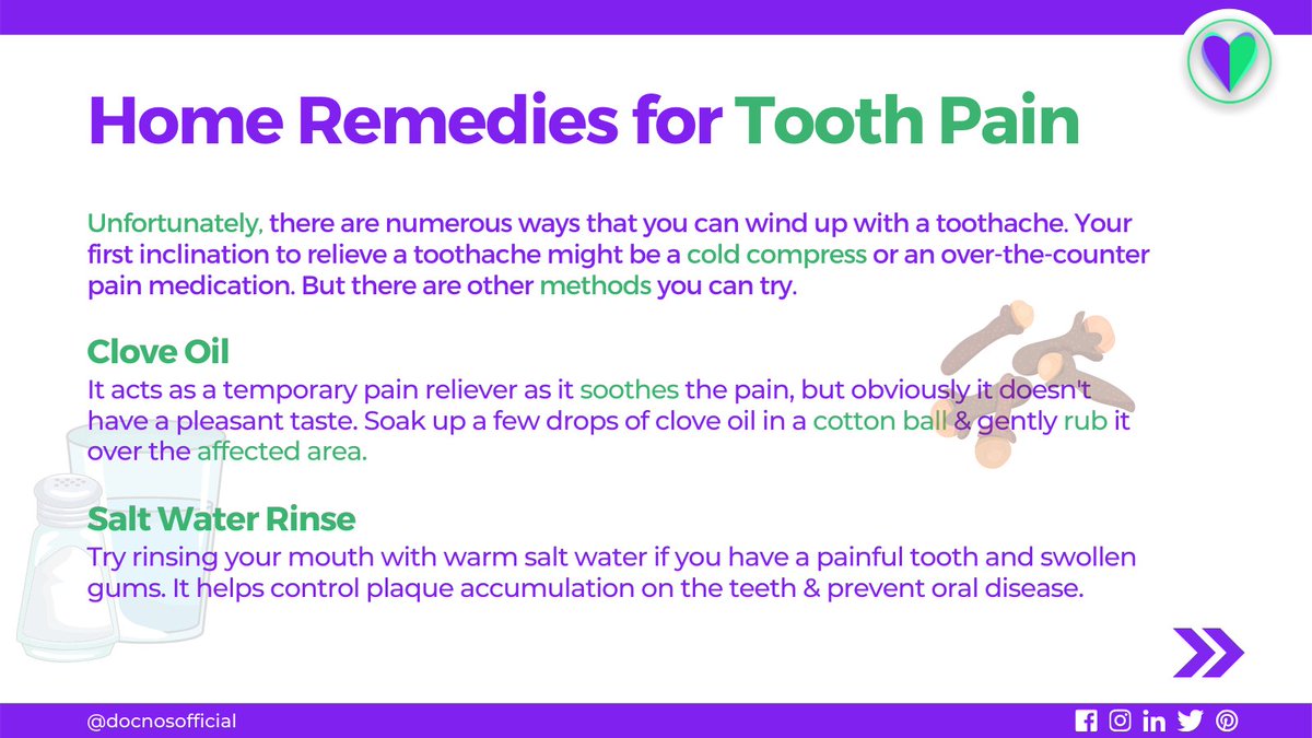 DocnosOfficial's tweet photo. Sensitive tooth is a common problem most of us face. That's exactly when we realise that a small problem can cause a lot of pain! Here are some home remedies that would help you!

#toothache #toothacheremedy #toothcare #toothcavity #health #dentist #docnosofficial #docnos https://t.co/mhYcf6ctwt