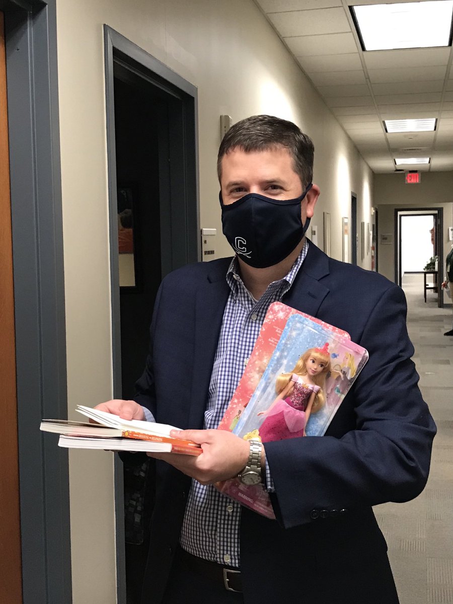 mstricklandUCPS's tweet photo. It’s not often that you can get a picture of ⁦@AGHoulihan⁩ on what must be Books and Barbie Day. ⁦@UCPSNC⁩. Once again, go #TeamUCPS https://t.co/qR2S2kg8Bh