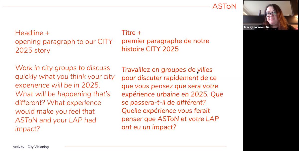 ASToN_network's tweet photo. Do you have a vision for your city? How do you translate it into a #LocalActionPlan?
Tracey Johnson @Cr8tveBarnsley led our network cities into an insightful exercise at our #learningevent
By imagining our cities 5 years from now, we can work back to what we need to do, today
4 https://t.co/1VKl9bROAO