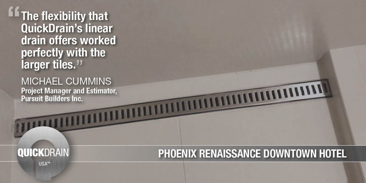 Oatey_Co's tweet photo. When Pursuit Builders was converting nearly 250 bathtubs to showers at the @RenHotelPhx, they selected a QuickDrain linear drain, which opened up new design opportunities, featuring large-format tile. Learn more: https://t.co/HPhK4CT114
#quickdrain #lineardrain #bathroomreno https://t.co/xW1Ic9LnrM