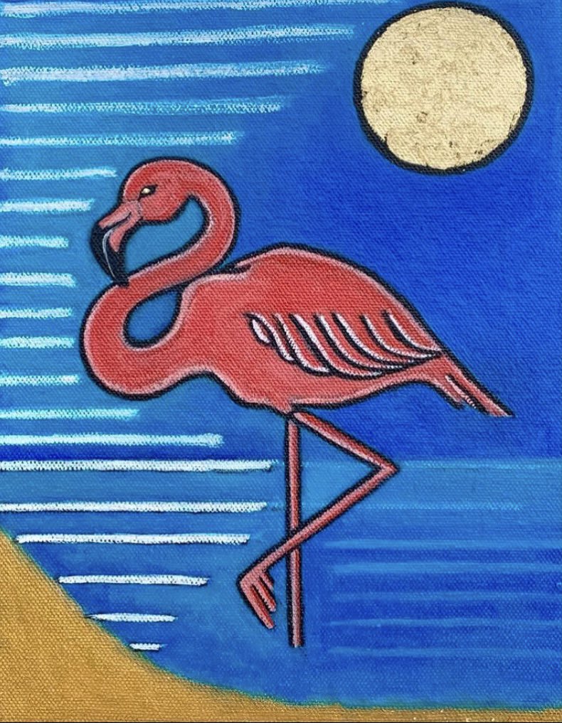 TheArtistZ's tweet image. This “Pink Flamingo” can fly to you by Christmas if you order today🦩 oil &amp;amp; gold leaf on canvas, ready to hang [paulzepeda.com/available-artw…] #origianl #gift #miami #nyc