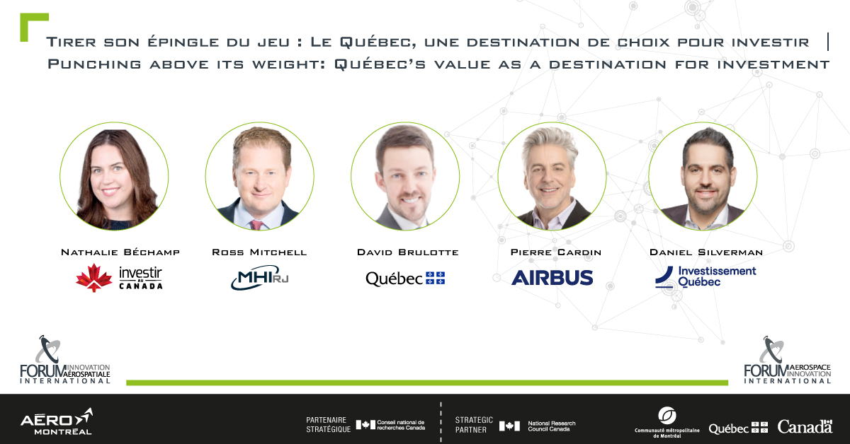 AeroMontreal's tweet photo. La matinée se poursuit avec Nathalie Béchamp, @investir_canada qui questionne nos conférenciers sur le Québec et les atouts qu'il est en mesure d'offrir aux investisseurs internationaux. Un panel animé à ne pas manquer! #AéroMTL #aérospatiale #SIAMTL2020 #ForumInnovation #MTL #QC https://t.co/r8dF054RqI