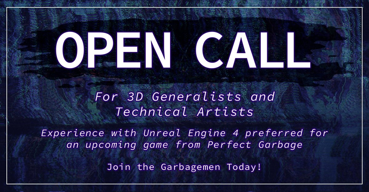 perfectgarbo's tweet image. With 2021 around the corner, Perfect Garbage is planning some pretty exciting things...which means we're hiring!
For a secret project, we're looking for a 3D Generalist / Technical Artist! 
Come join the Perfect Garbagemen! #gamedevjob 
&gt;&gt; perfectgarbagestudios.com/careers &lt;&lt;