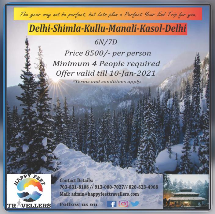 Happy_feet_HFT's tweet photo. The Year may not be perfect, but the Year End can be PERFECT!!!!!!

Hurry, Book your tour with us

#happyfeettravellers #winterpackages #himachal #tourismbuildingeconomy https://t.co/CvbhcQoRg3