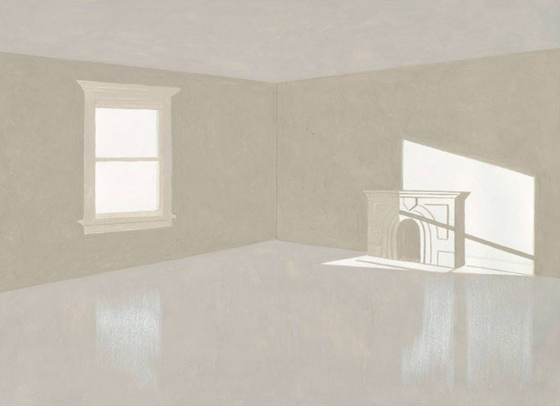 Richard McGuire - Establishing shot of the living room in Here, 2014, Gouache on paper