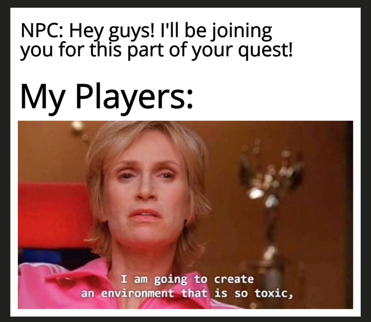 CharacterArcana's tweet photo. 😳... Too accurate...
#dnd5e #dnd #rpg #ttrpg #dungeonsanddragons #dndmemes #dmhumor https://t.co/kvQ2aYqihv