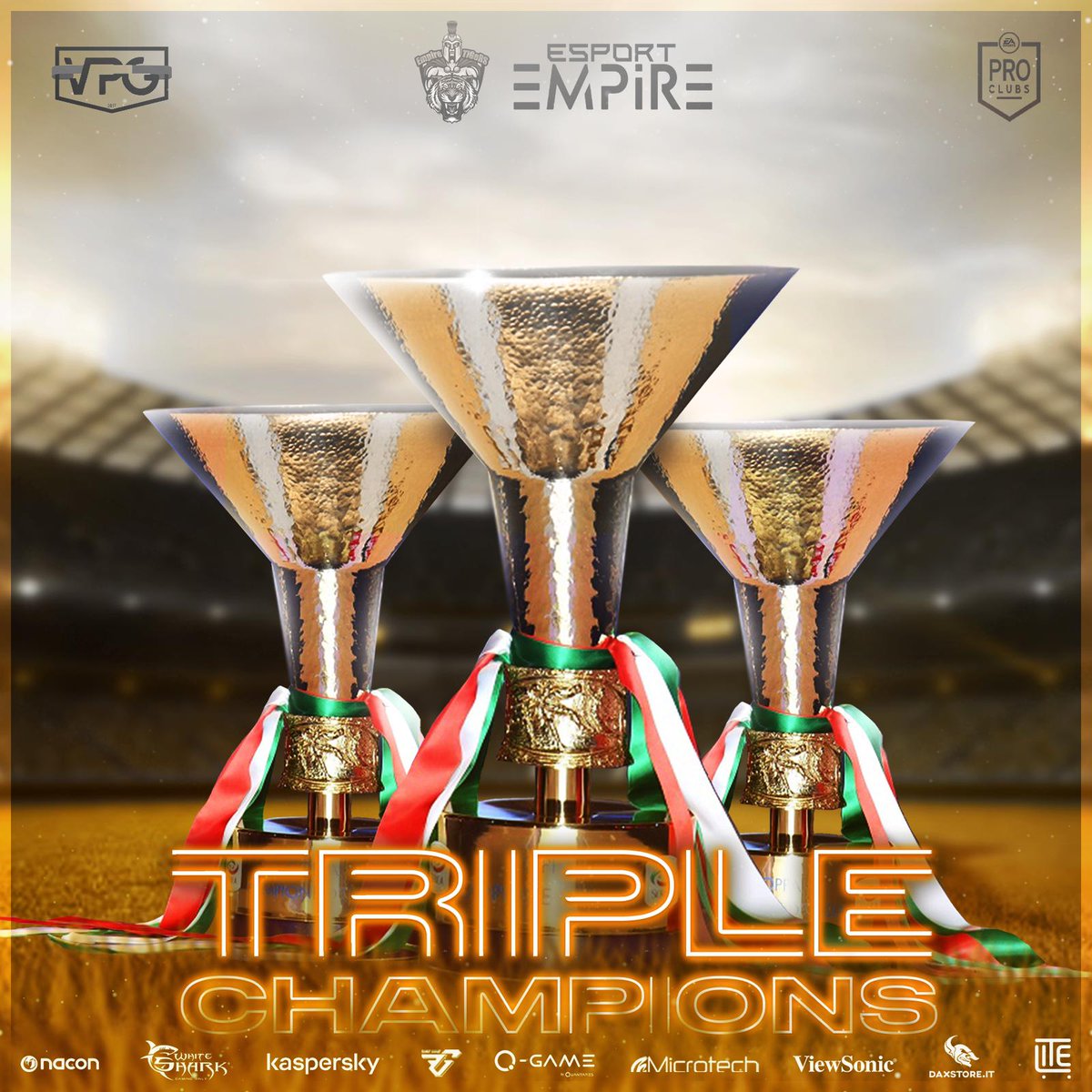 🇮🇹 B2B2B Campioni d'Italia! 🏆 1⃣2⃣°
Eguagliato il nostro precedente record di 3 Scudetti vinti di fila su FIFA 17 🔙

Un grazie a tutti coloro che hanno contribuito a raggiungere questo importante traguardo ed averci creduto fino alla fine 🐯 ❤️

<a href="/EsportEmpire1/">ESPORT EMPIRE</a> ⚔  #GoTiGeRS 🐯