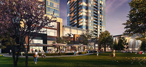 Station ParkStatus: below-grade construction ongoing.Building: 2 residential towers, 18 & 28 storeys.Notable feature: a new publicly-accessible amenity space, interior to the site, also conserves the historical Kaufman mansion.