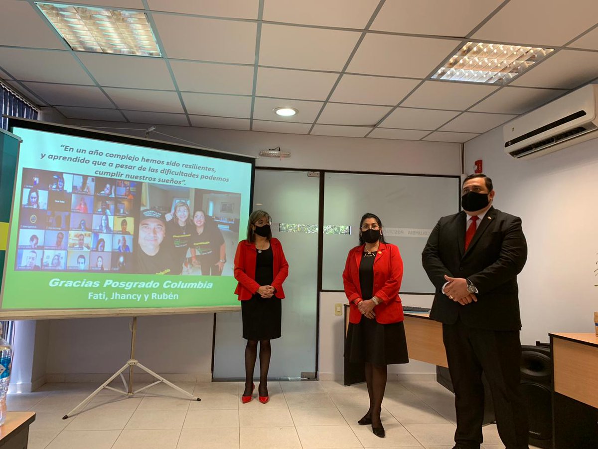 POSGRADOucp's tweet photo. 👏🏼¡Felicidades a los nuevos Magísteres Fátima Vega, Jhancy Sanabría y Rubén Rolón! 

📌Defendieron el trabajo final de tesis para la Maestría en Asuntos Públicos y Gobernabilidad. 

📌Con todas las medidas sanitarias dictadas por el Gobierno.

#PosgradoColumbia #UCPy #MAPyG (G3) https://t.co/tlDCsEnp8m