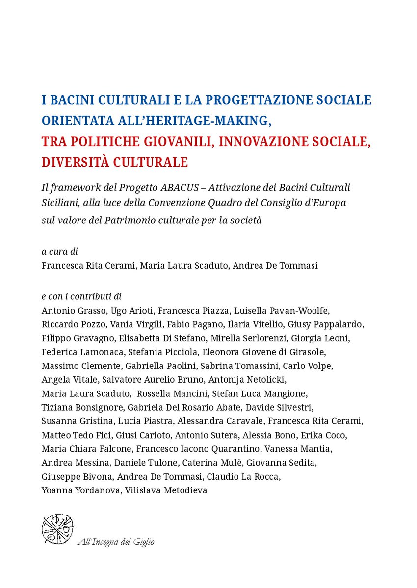 baciniculturali's tweet photo. Progetto ABACUS
#baciniculturalisiciliani

🗓️  21 #dicembre 
🕒 15:00 
Anteprima online del volume:
"I BACINI CULTURALI E LA PROGETTAZIONE SOCIALE ORIENTATA ALL’HERITAGE-MAKING, TRA POLITICHE GIOVANILI, INNOVAZIONE SOCIALE, DIVERSITÀ CULTURALE"
https://t.co/CTBq0qLqbv https://t.co/gc0AzMxa0d