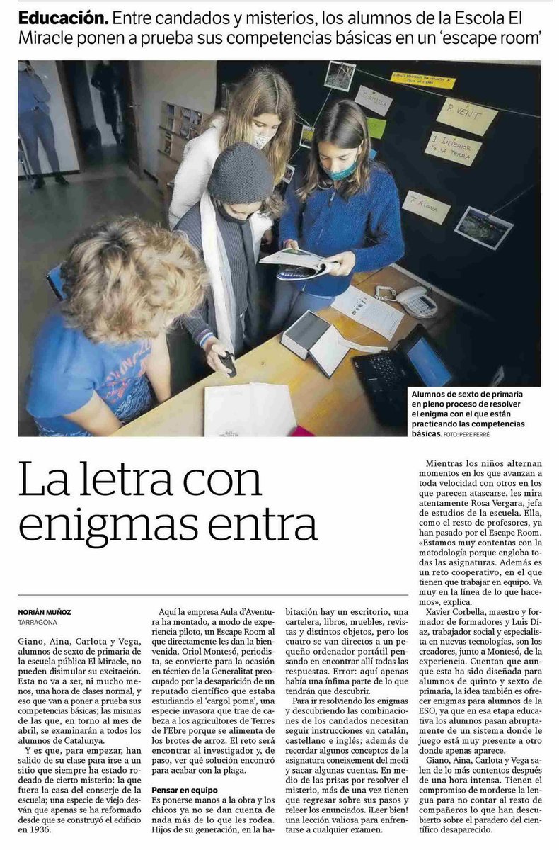 GamLab_Coop's tweet photo. El @diaridtarragona publica un magnífic reportatge sobre la nostra primera sala d'aventura!

https://t.co/NLL8j0Pdbg https://t.co/tHdsNbCNjx