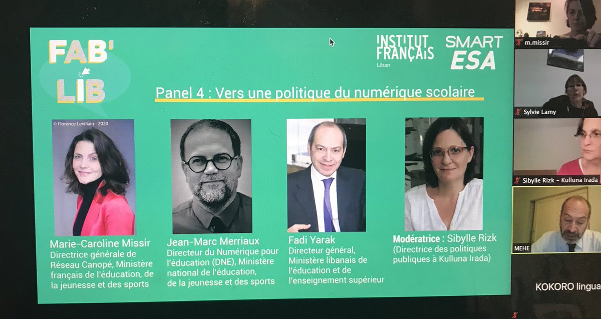 McMissir's tweet photo. Quelle coopération éducative entre la France et le Liban pour le numérique educatif? @reseau_canope aux côtés de nos amis libanais 🇱🇧 pr inventer de nouveaux modèles pédagogiques pour les élèves et les familles. 🙏Institut français du Liban #fablib Fadi Yarak @jmmer @sibyllerizk https://t.co/yk6LNPlOx9