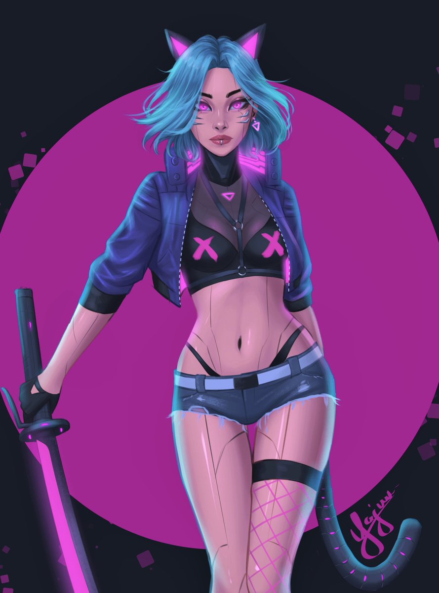Yajuu_'s tweet photo. Cyber Neko 😼

#Cyberpunk2077 https://t.co/m3w7KDF6Mf