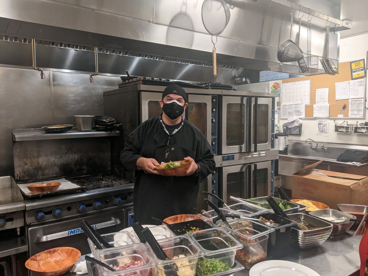 A shoutout to Chef Jorge who is seen here preparing breakfast for Employee Holiday Celebration Week. We can’t wait to chow down!