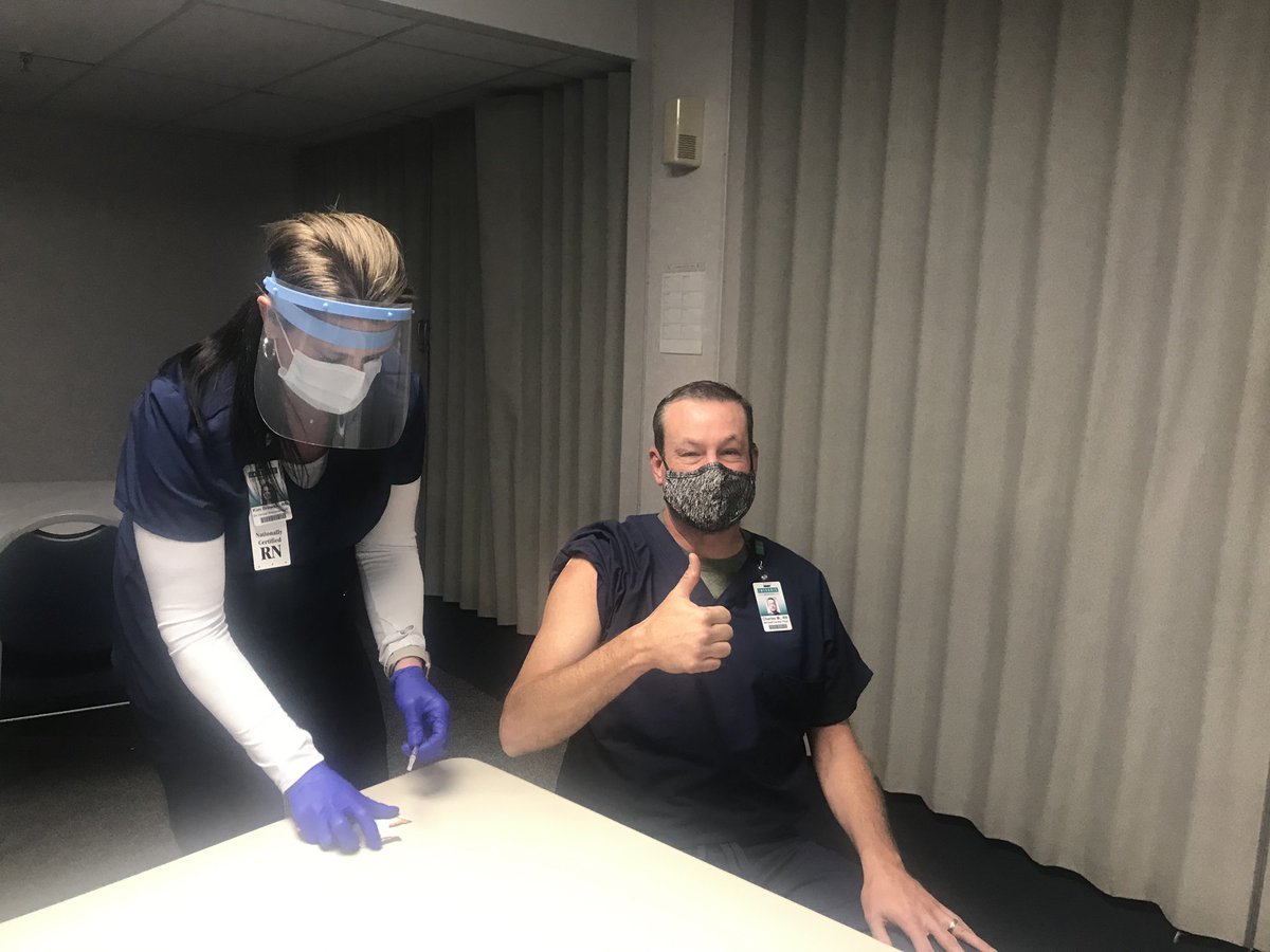 As for Peggy’s hope the pandemic ends soon, here’s Charles getting vaccinated this morning at his OKC hospital, six months after he thought Covid might leave his wife and 3 daughters without a dad.“Doing my part to eradicate this virus,” he texted me.  to you too Sir. 6/6