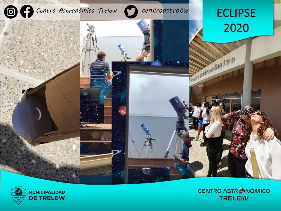 centroastrotw's tweet photo. Parte de lo que se vivió ayer en el Centro Astronómico con una exitosa Transmisión en Vivo del #Eclipse2020 🌘🔭👀 #cieloaustral 
#astronomia #astroturismo #turismocientifico #turismoastronomico #eclipse #cieloaustral #trelewturismo https://t.co/x8JkUrw2Dr