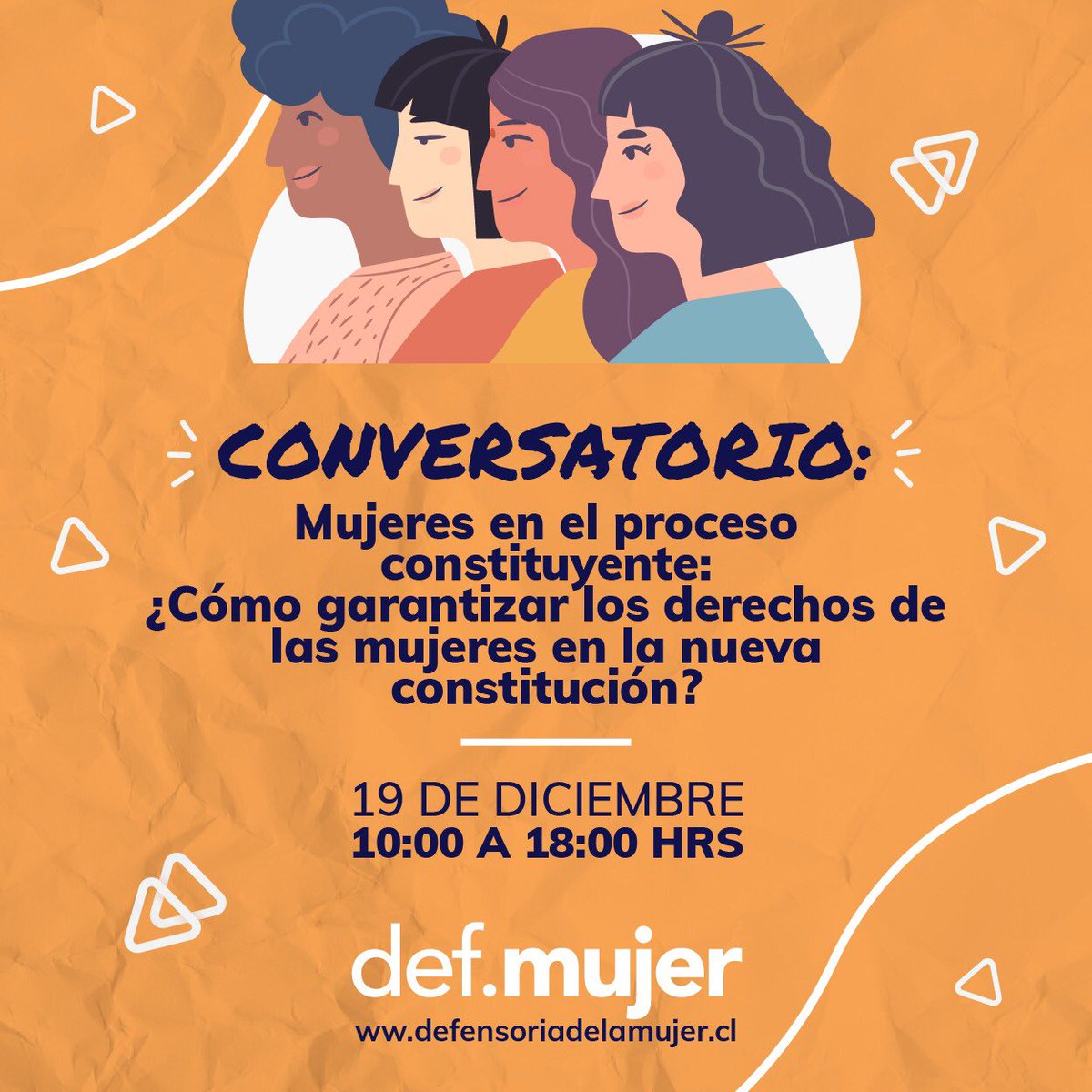 Defmujerchile's tweet photo. Las invitamos a nuestro conversatorio “Mujeres en el Proceso Constituyente: ¿Cómo garantizar los derechos de las mujeres en la nueva constitución?” 
👉 Más info en https://t.co/joSkK52qcR
✉️ inscripciones@defensoriadelamujer.cl https://t.co/YTLoFPQdzd