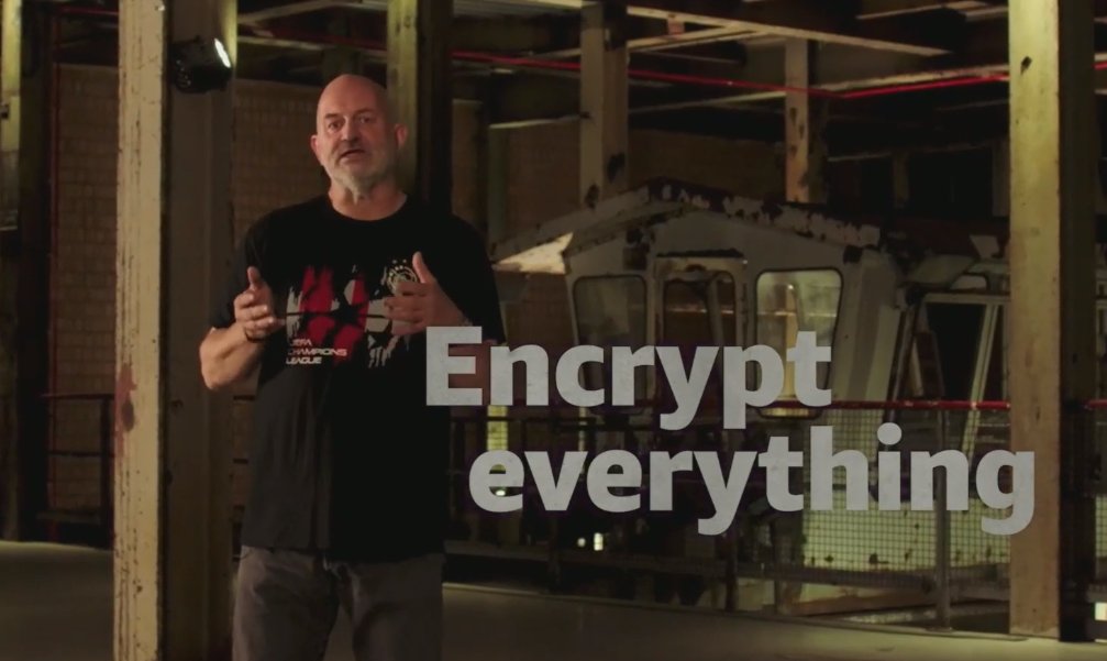 cloudbart's tweet photo. Encrypt EVERYTHING! ALL THE THINGS!!!

*slow clap*
#imatreinvent #100DaysOfCloud #reinvent https://t.co/of2ZVus0vF