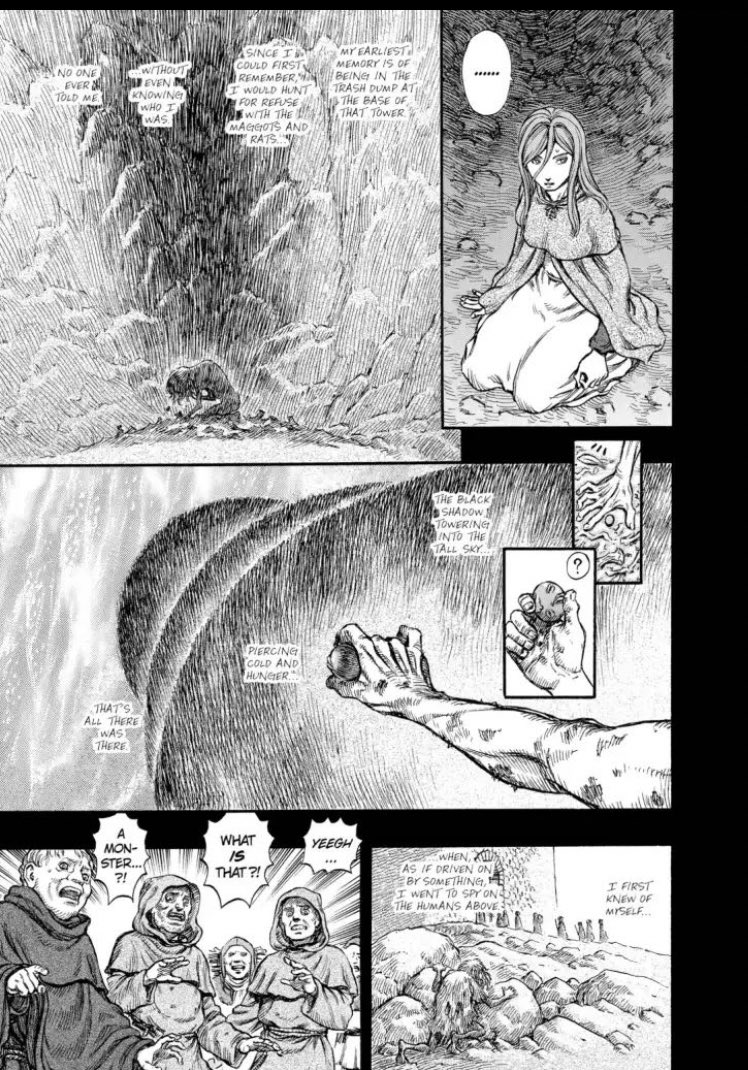 Il a essayé de remonter à la surface mais s’est fait agresser et a préféré rester seul dans la fosse. Il a trouvé par la suite une beherit, il était sur le point de mourir quand le beherit s’est activé il a eu une audience avec les God Hand.