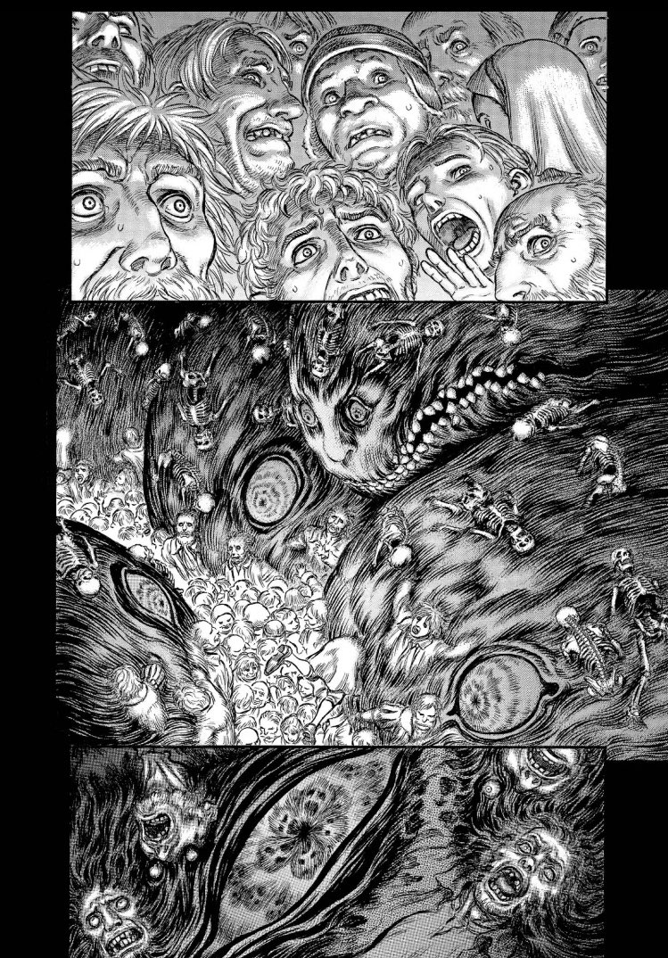 Étape 3: ces monstres doivent tuer Un maximum de gens, comme lors de l’éclipse, c’est un sacrifice nécessaire.Étape 4: que l’œuf du monde parfait, avant d’éclore en Griffith, avale un réceptacle démoniaque qui servira de base pour un corps pour Griffith.