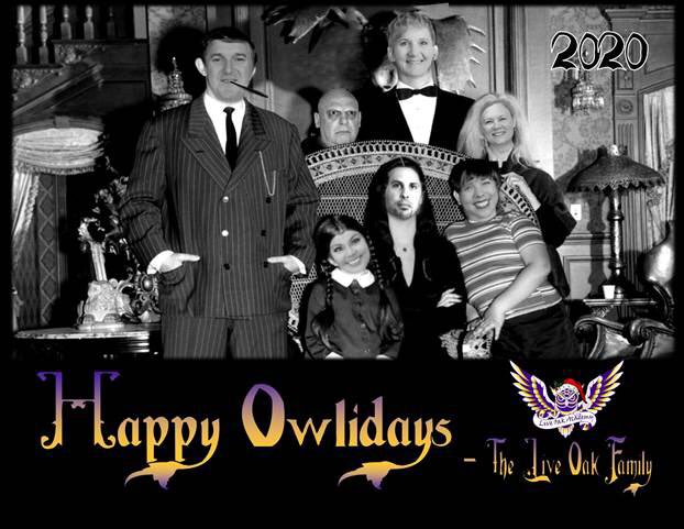 LOAPrincipal's tweet photo. 2020 has been quite a year. Happy Holidays from the @LiveOakOwls family. https://t.co/DLotfFMFoO
