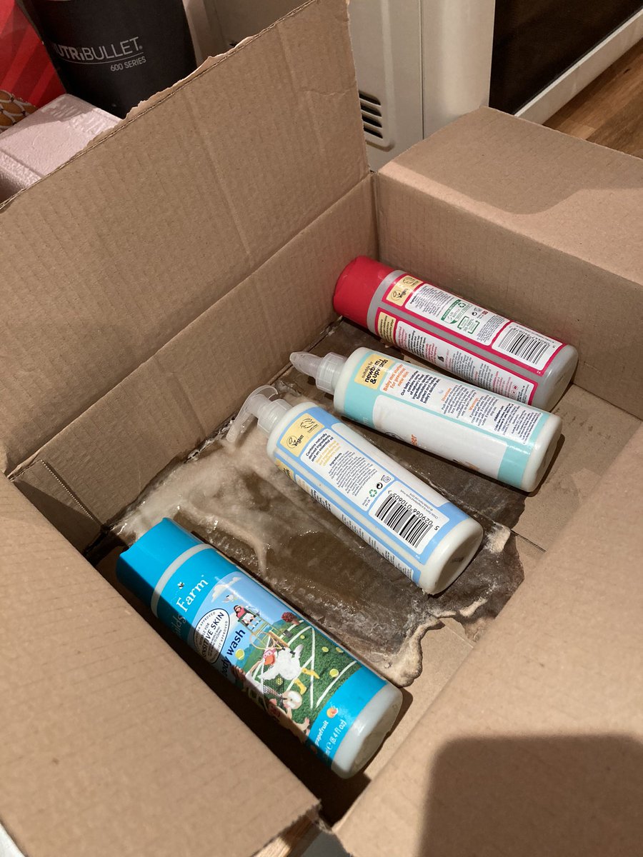 dmurphy91's tweet photo. @BootsUK Just received my order of child’s farm products. Items missing, products open and leaking. https://t.co/djDJtfTrGV