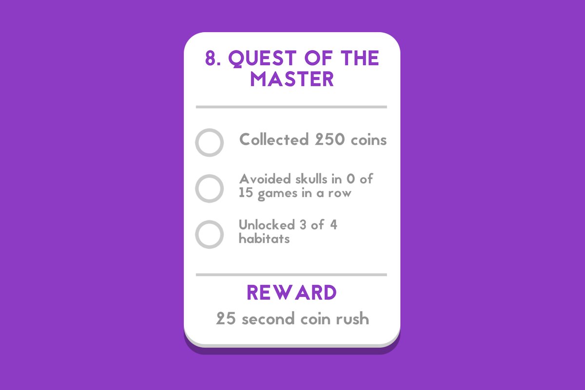 FluffyLogicGame's tweet photo. There are 10 #BugFall quests, each of which have 3 unique steps.

Completing "Quest of the Master" rewards you with an extended coin rush bonus stage - if you can get that far!

#indiegame #gamedev #gamergirl #developer https://t.co/i26ODsWCZq