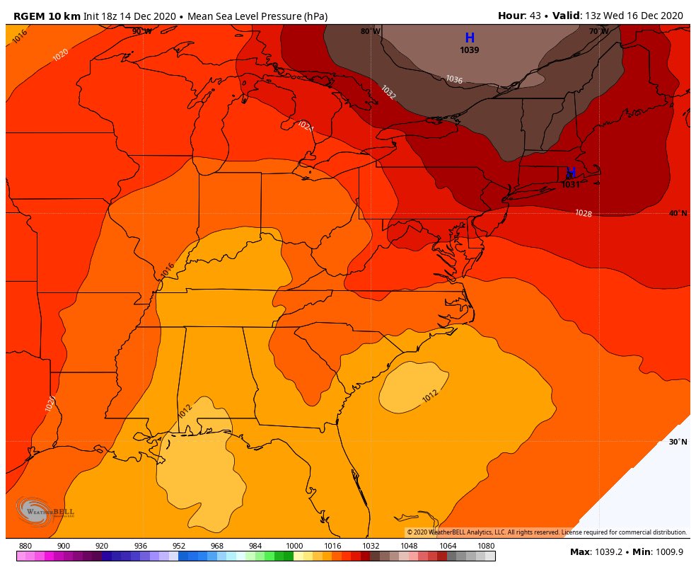 Sometimes it’s easier to take a step back and look at the simple things. The high has trended stronger each run on the RGEM. I’ll bet on a strong high over this weak of a storm system. GFS and Euro look good. Here’s the 18z RGEM now compared to 24 hours ago. Watch that high!