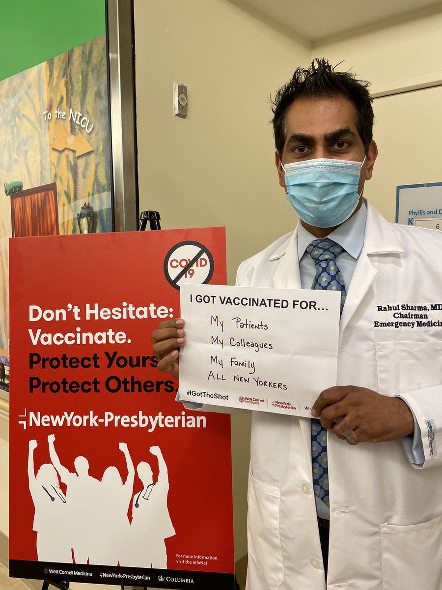 DrSharma_NY's tweet photo. Grateful and excited to receive the Covid vaccine!  #IGotTheShot @nyphospital @WeillCornell @WCMEmergency https://t.co/oOCBCHiC7g