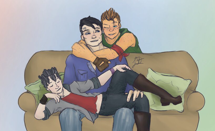 lucky_lemonade_'s tweet photo. A horseshoe moment inspired from @mcnuggyy ‘s poly art poses! (it’s becoming my second account’s banner, ;-; I drew this in like November and just now colored it lol) #ironluck #ironqrow https://t.co/4H4eWxGij5