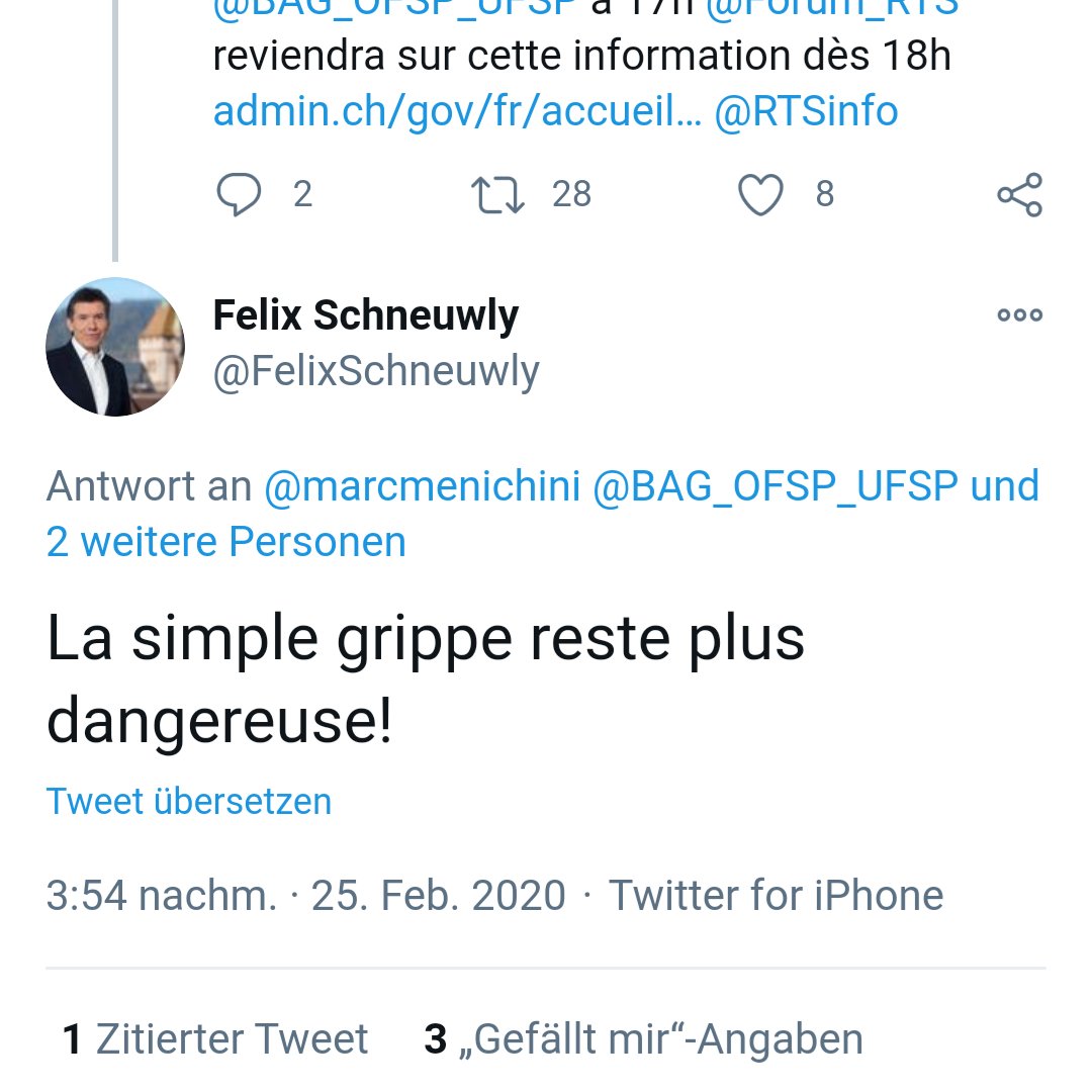 NordWort's tweet photo. @RuediStricker @salegen Twitterperlen des "Gesundheitsexperten": eine einfache Grippe ist gefährlicher bla bla https://t.co/liUw5p2uLq