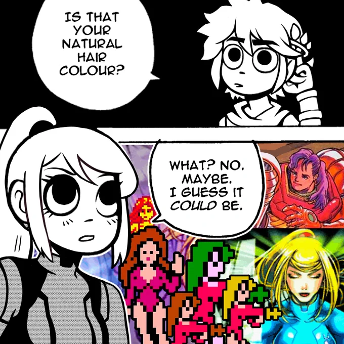 #Samus in #ScottPilgrim 
It got requested and this was all I could think of 